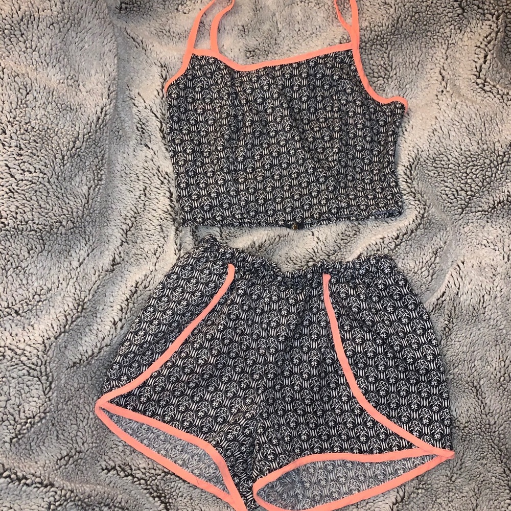 Two piece shorts and cropped tank set.
